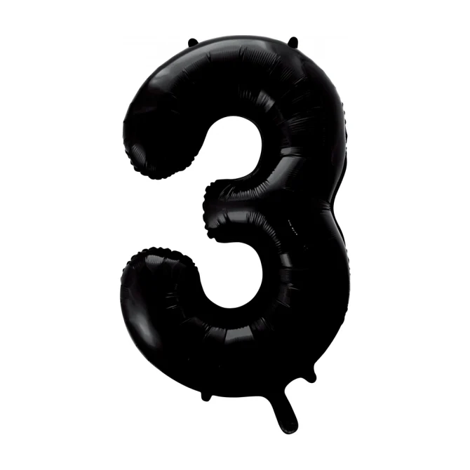 Folieballon 3 jaar zwart 41cm