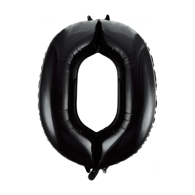 Folieballon cijfer 0 zwart 41cm