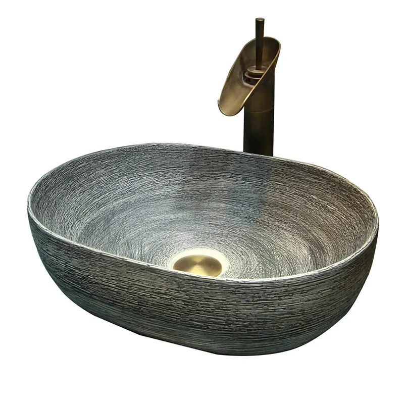 Snag This High End Vintage Ceramic Vessel Sink For Above Counter Bathroom Vanity Decor Small Retro Handmade Washbasin For Home Or Balcony Featuring Brushed Finish No Fuss Super Durable Flex Basin