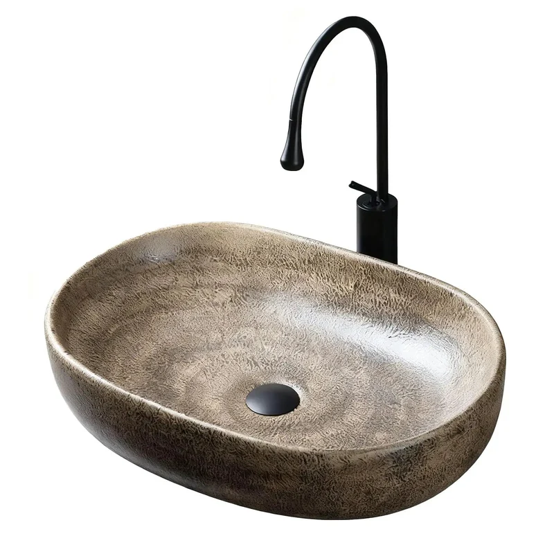 Dope Retro Oval Ceramic Vessel Sink For Above Counter Bathroom Vanity With Hella Slick High Gloss Glaze And Easy Wipe Down Routine That Slays Any Modern Hotel Or Home Decor Plan