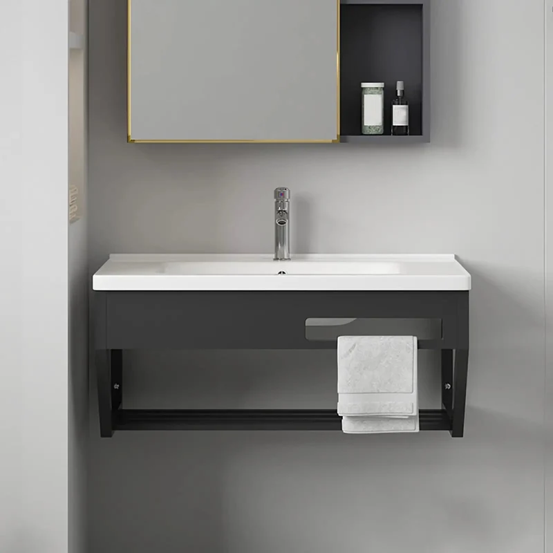 Slick Small Corner Bathroom Vanity With Wall Mounted Ceramic Sink And Hot Cold Faucets Plus Ample Storage Rack Hella Practical For Tight Space Makeovers