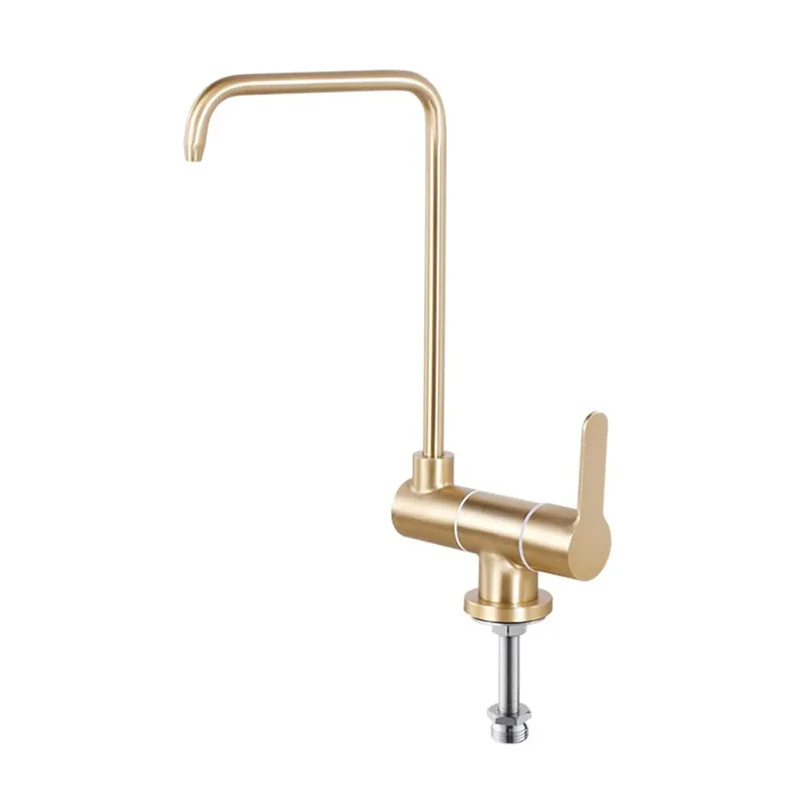 Slick Brushed Gold Drinking Faucet Featuring A Rad 360 Degree Swivel Spout For Easy Cold Water Access Made From Tough Corrosion Resistant Stainless Steel That Brings Kickin Style To Your Kitchen Sink With Big Vibe Upgrade For Daily Hydration Needs