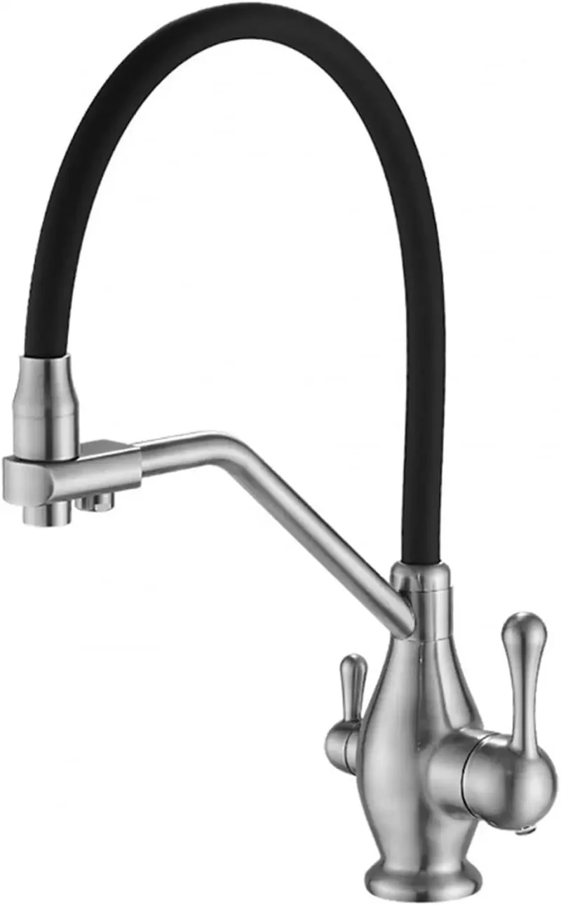 Slick 3 Way Kitchen Faucet With Smooth Pull Out Spray Brass Mixer Tap And Premium Black Silicone Hose Perfect For Under Sink Filters Top Notch Chrome And Brushed Nickel Finish Legit Durable Plumbing Upgrade