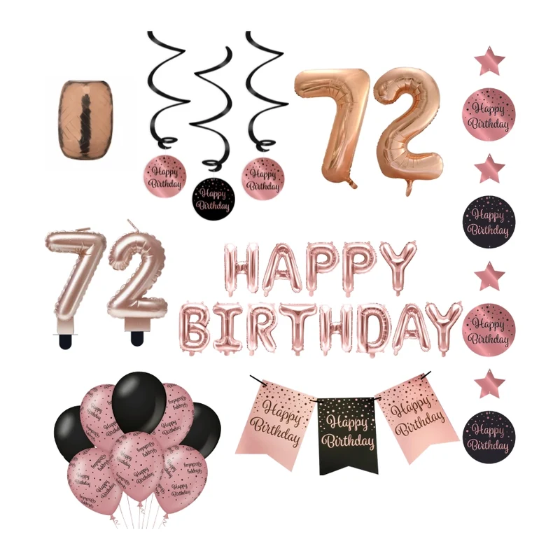 72 jaar Verjaardag Versiering Pakket Rose Gold