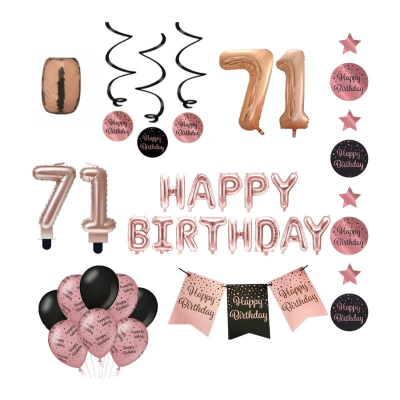 71 jaar Verjaardag Versiering Pakket Rose Gold