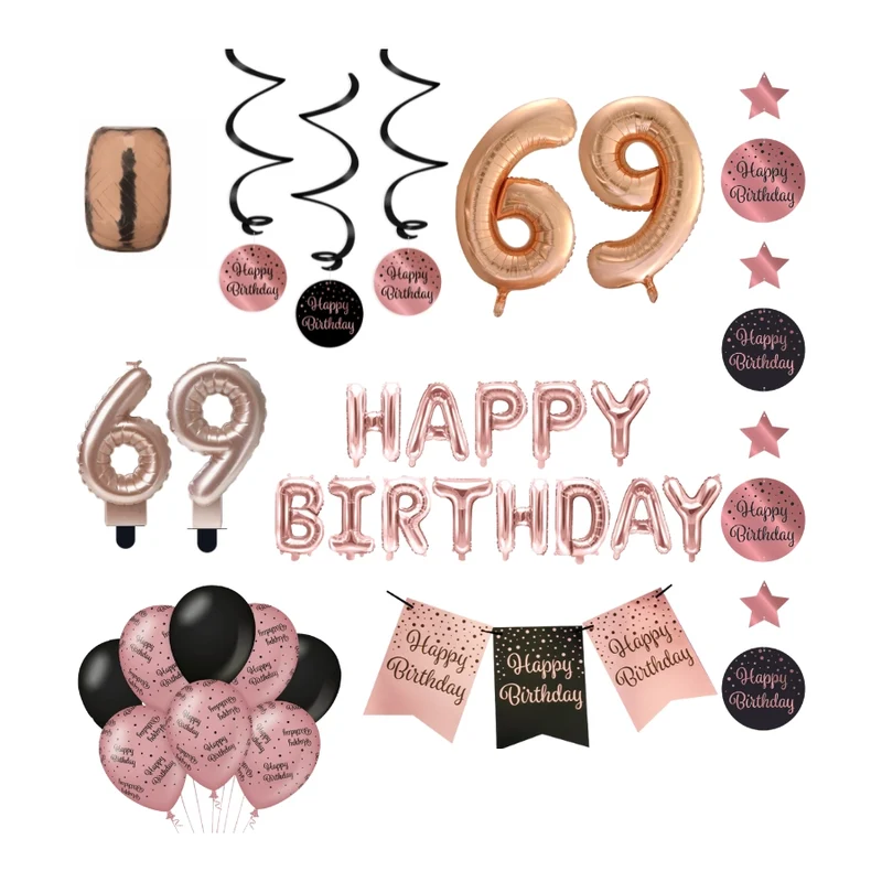 69 jaar Verjaardag Versiering Pakket Rose Gold