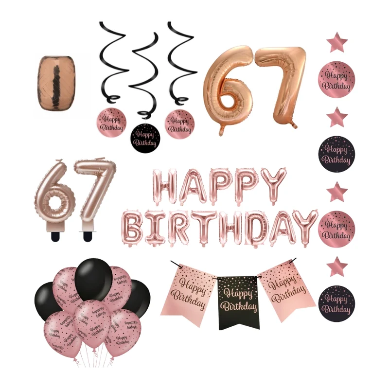 67 jaar Verjaardag Versiering Pakket Rose Gold