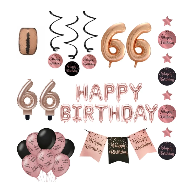66 jaar Verjaardag Versiering Pakket Rose Gold