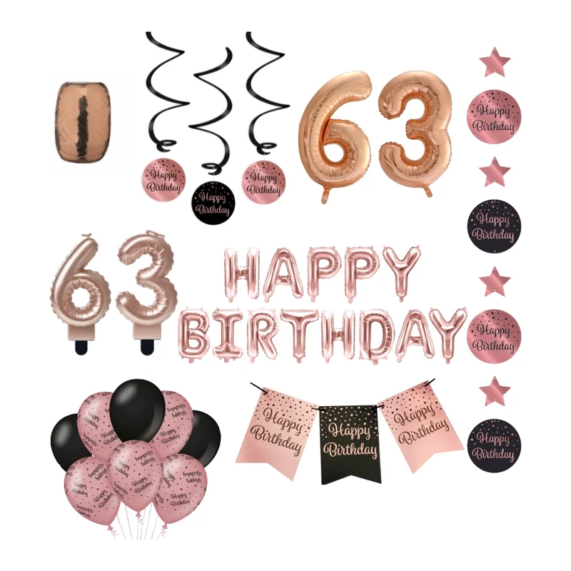63 jaar Verjaardag Versiering Pakket Rose Gold