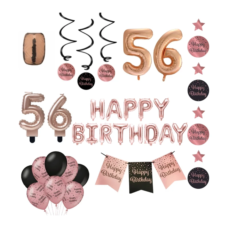 56 jaar Verjaardag Versiering Pakket Rose Gold
