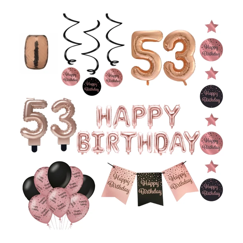 53 jaar Verjaardag Versiering Pakket Rose Gold