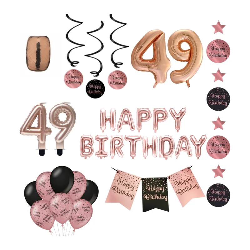 49 jaar Verjaardag Versiering Pakket Rose Gold