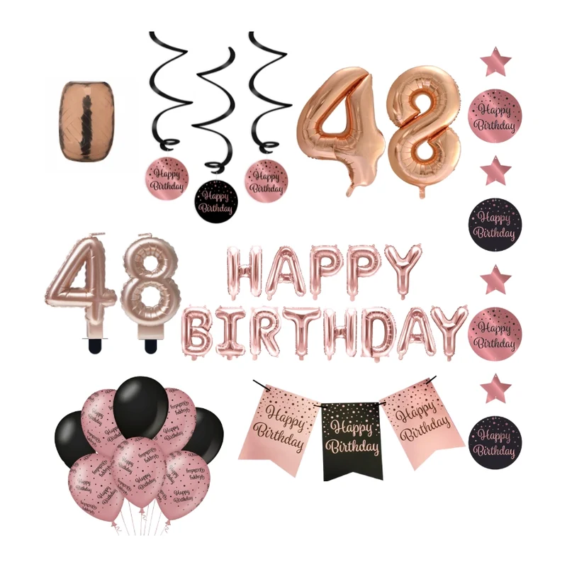 48 jaar Verjaardag Versiering Pakket Rose Gold