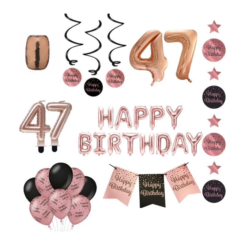 47 jaar Verjaardag Versiering Pakket Rose Gold