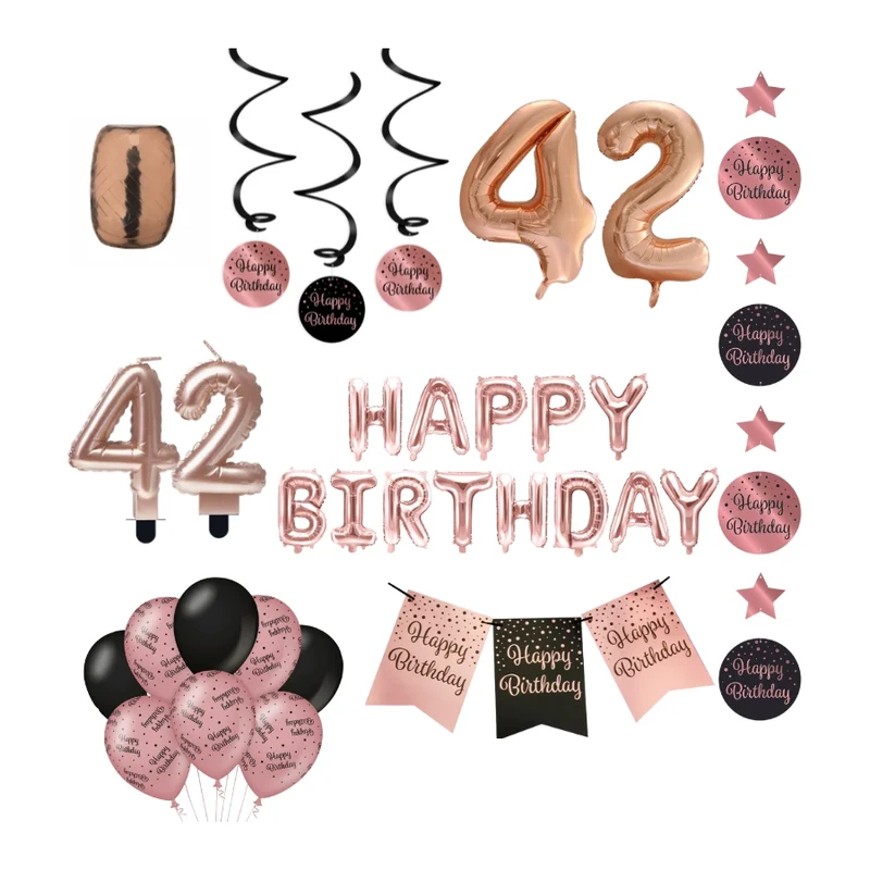 42 jaar Verjaardag Versiering Pakket Rose Gold