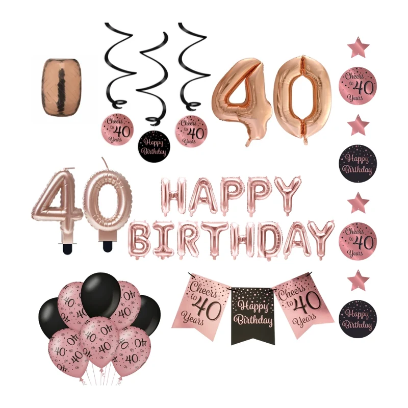 40 jaar Verjaardag Versiering Pakket Rose Gold