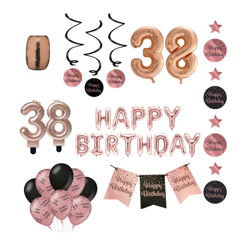 38 jaar Verjaardag Versiering Pakket Rose Gold