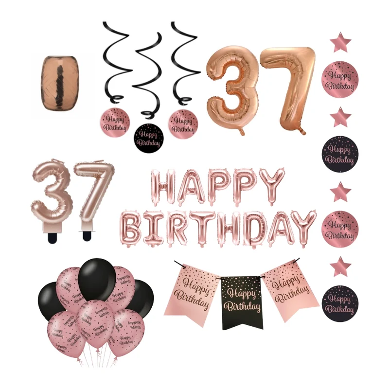 37 jaar Verjaardag Versiering Pakket Rose Gold