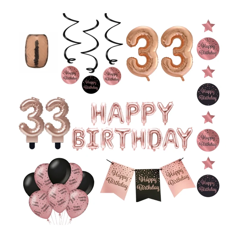 33 jaar Verjaardag Versiering Pakket Rose Gold