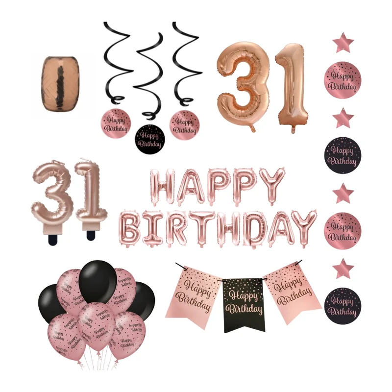 31 jaar Verjaardag Versiering Pakket Rose Gold