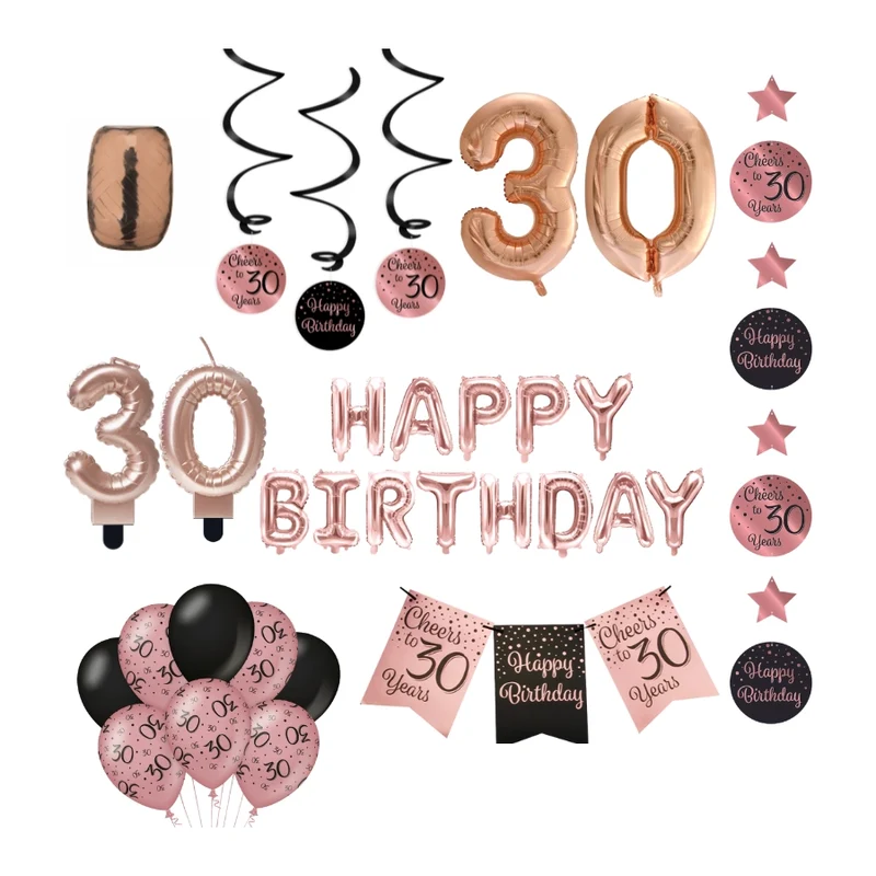 30 jaar Verjaardag Versiering Pakket Rose Gold