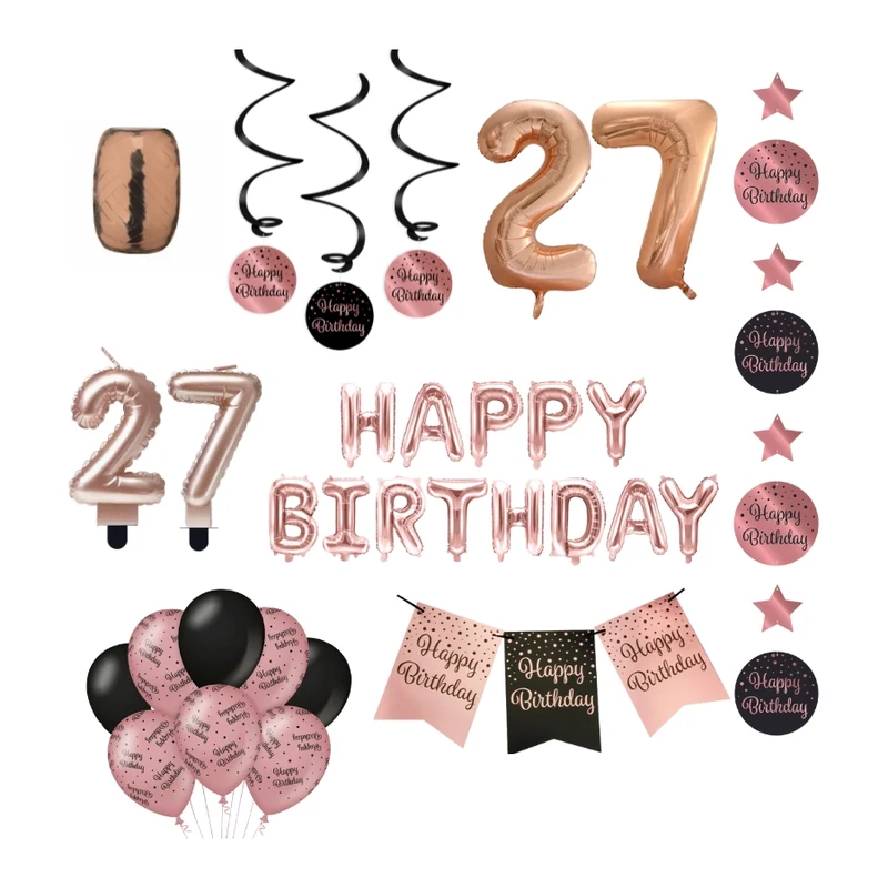 27 jaar Verjaardag Versiering Pakket Rose Gold