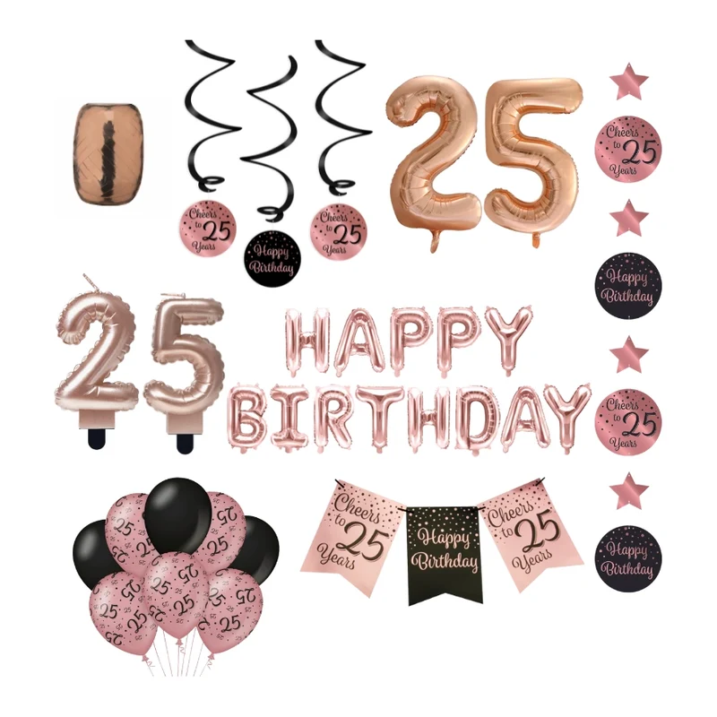 25 jaar Verjaardag Versiering Pakket Rose Gold