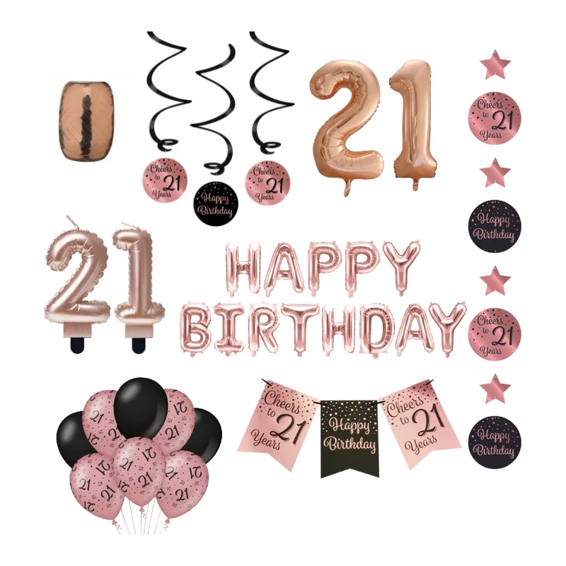 21 jaar Verjaardag Versiering Pakket Rose Gold