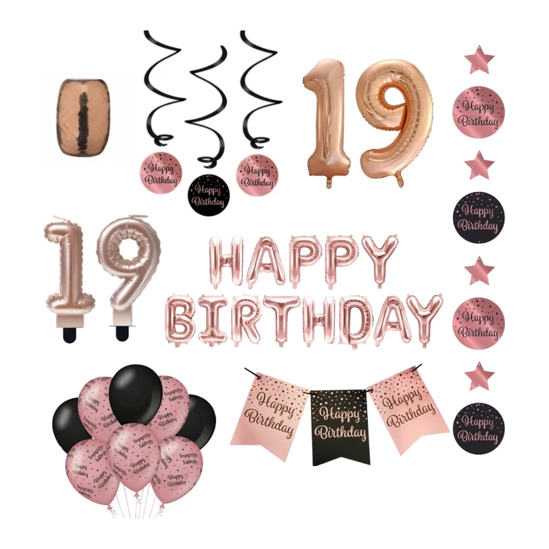 19 jaar Verjaardag Versiering Pakket Rose Gold