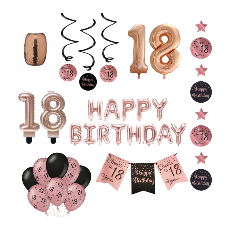 18 jaar Verjaardag Versiering Pakket Rose Gold