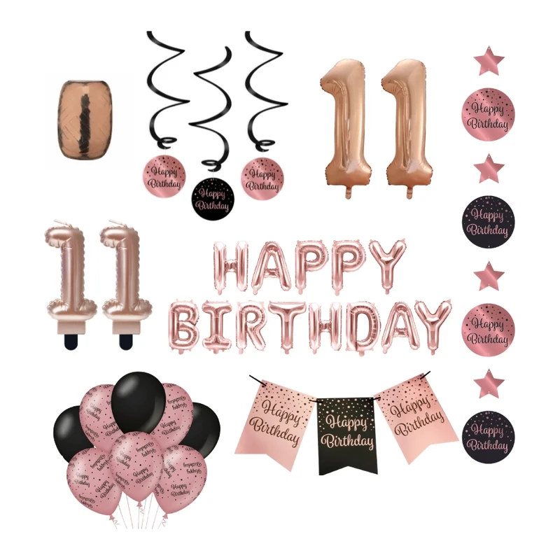 11 jaar Verjaardag Versiering Pakket Rose Gold