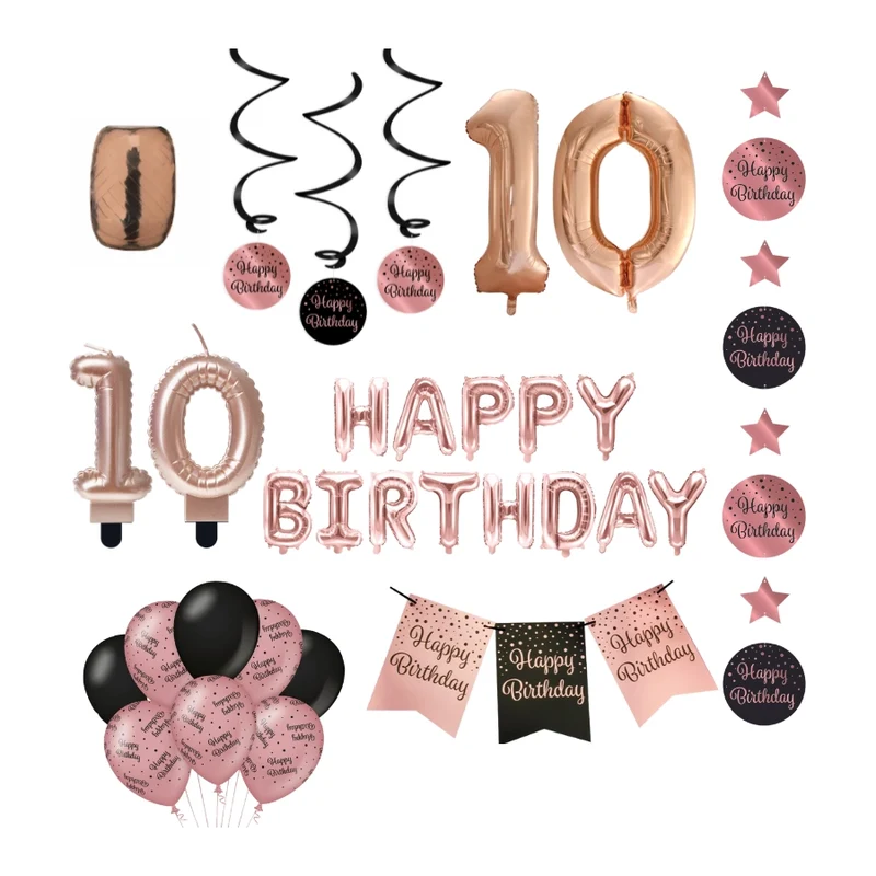 10 jaar Verjaardag Versiering Pakket Rose Gold
