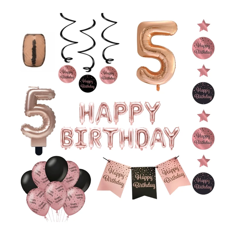 5 jaar Verjaardag Versiering Pakket Rose Gold