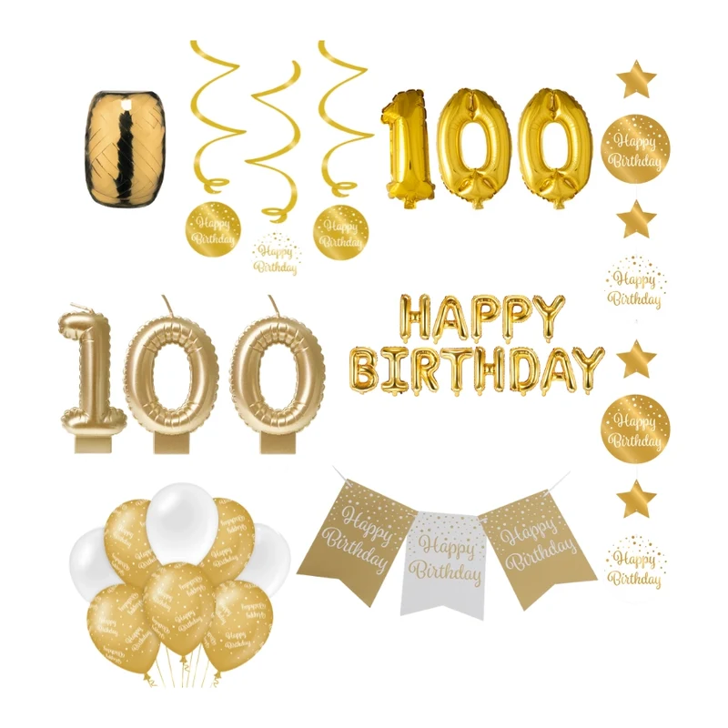 100 jaar Verjaardag Versiering Pakket Gold