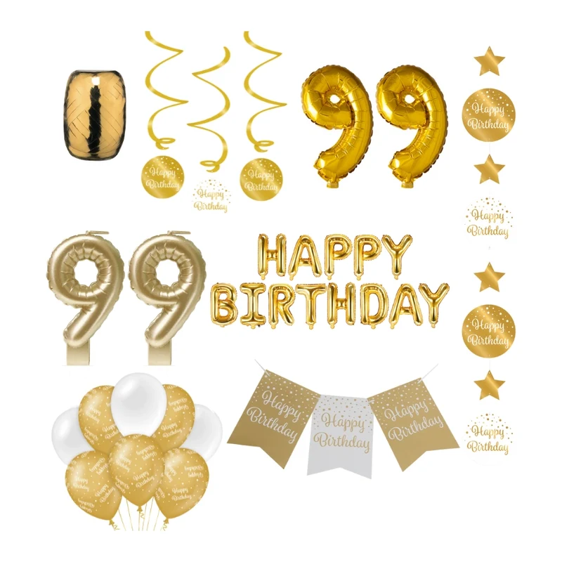 99 jaar Verjaardag Versiering Pakket Gold