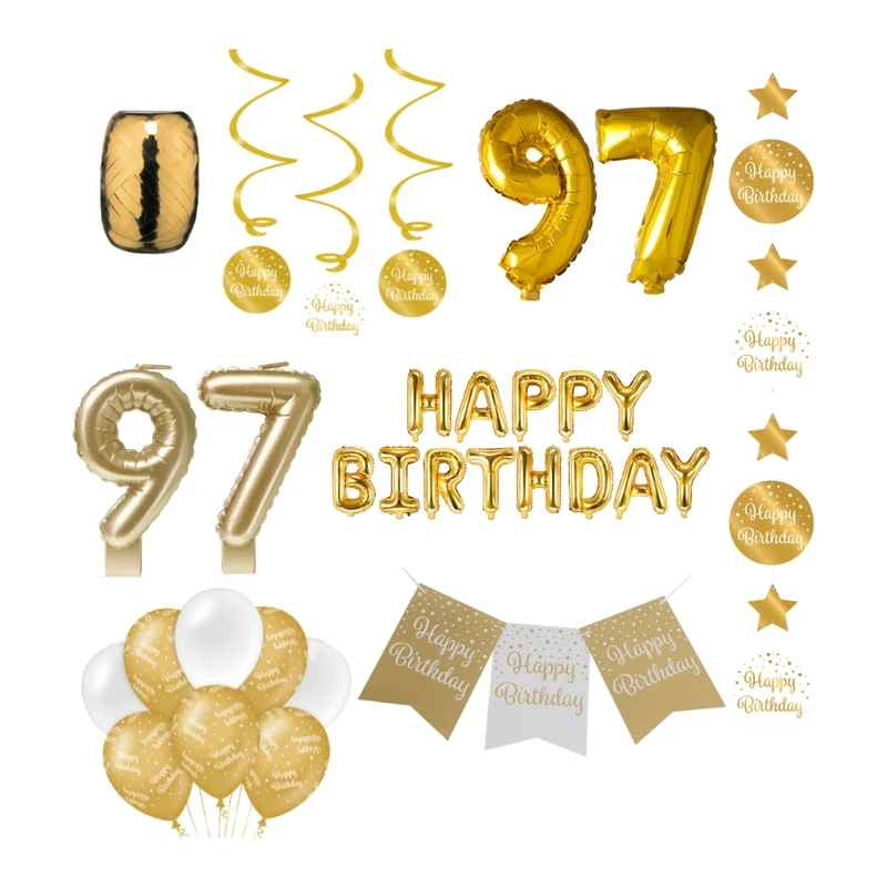 97 jaar Verjaardag Versiering Pakket Gold