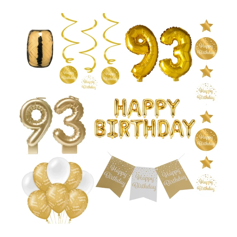 93 jaar Verjaardag Versiering Pakket Gold