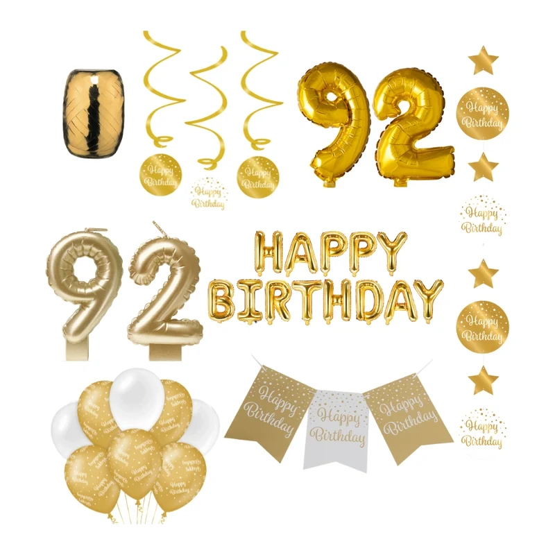 92 jaar Verjaardag Versiering Pakket Gold