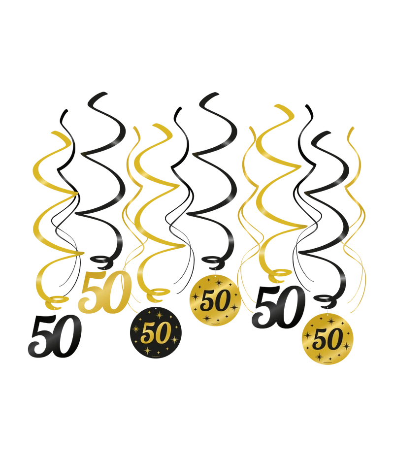 Swirls zwart/goud 50 jaar
