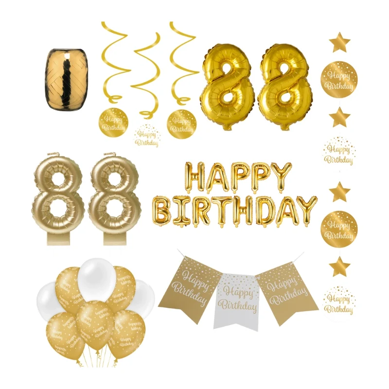 88 jaar Verjaardag Versiering Pakket Gold