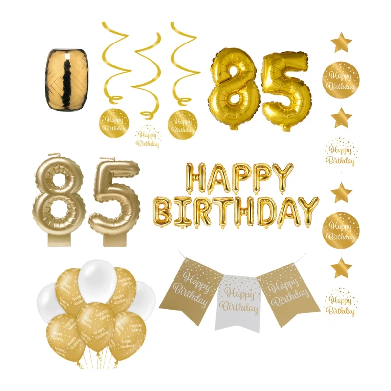 85 jaar Verjaardag Versiering Pakket Gold