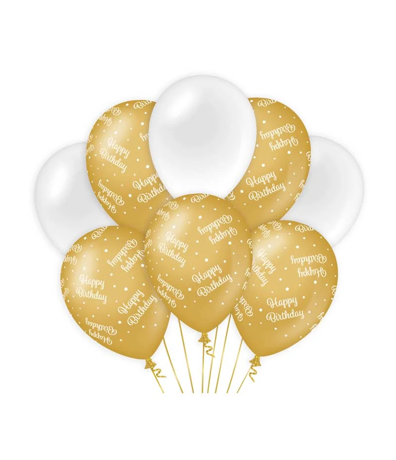 Ballonnen goud/wit - Congrats (8st.)