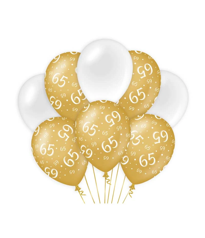 Ballonnen goud/wit - 65 (8st.)