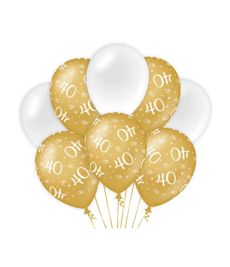 Ballonnen goud/wit - 40 (8st.)