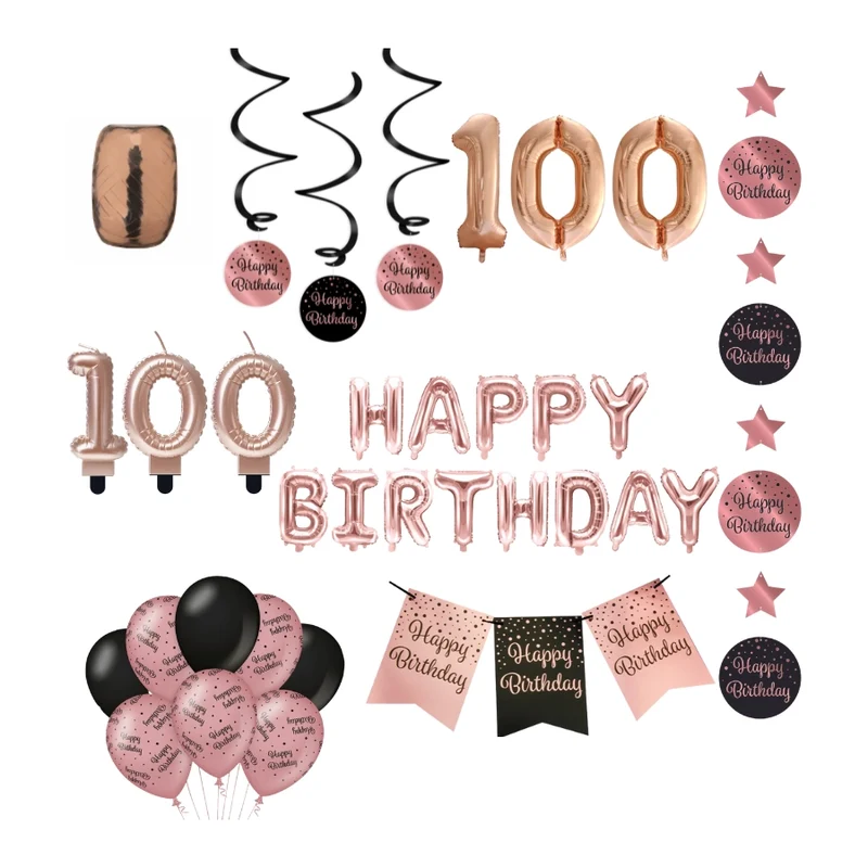 100 jaar Verjaardag Versiering Pakket Rose Gold