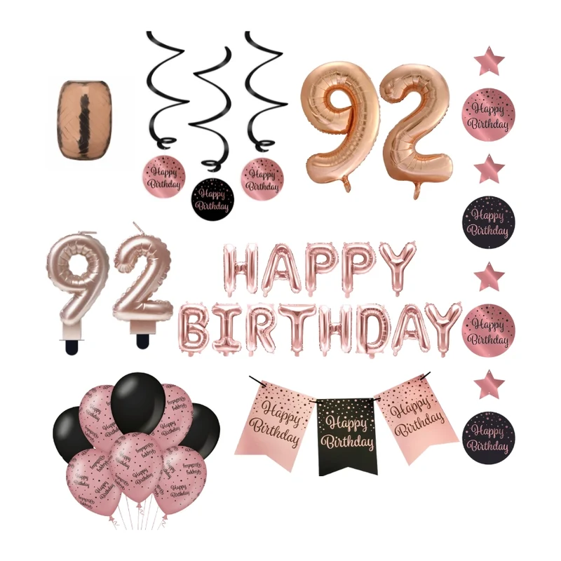 92 jaar Verjaardag Versiering Pakket Rose Gold