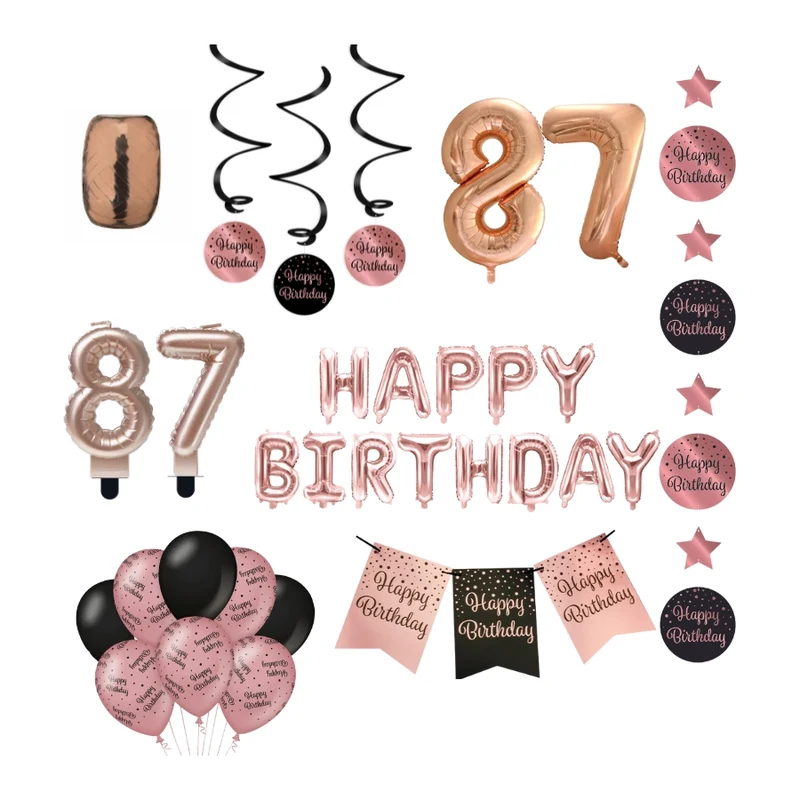 87 jaar Verjaardag Versiering Pakket Rose Gold