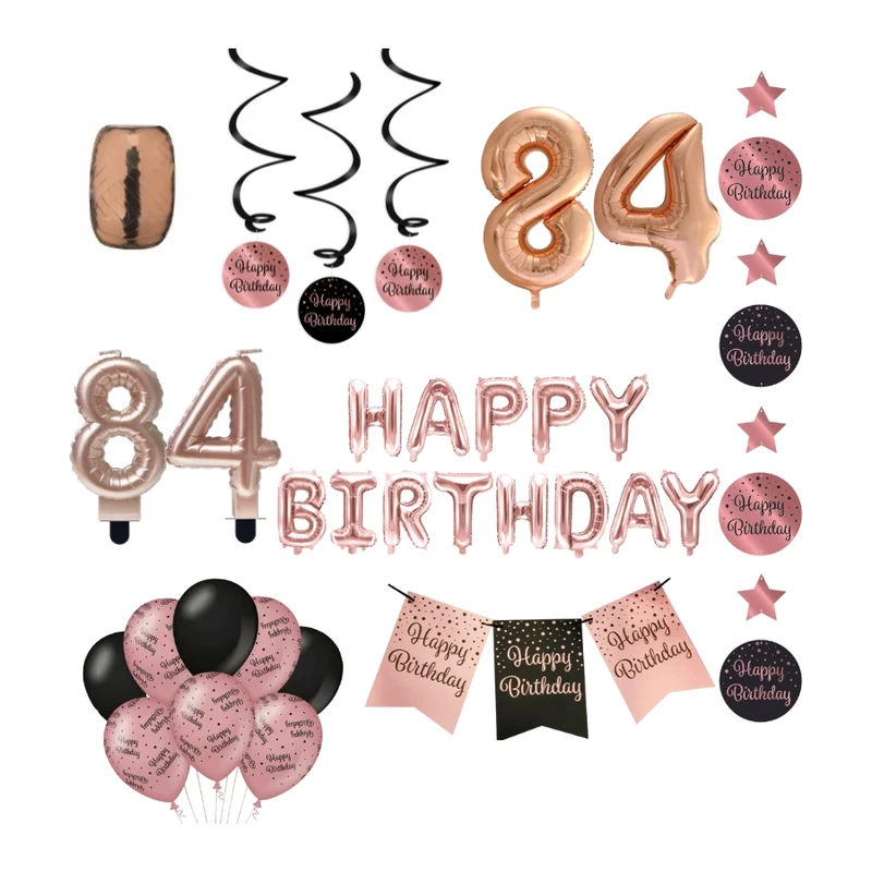 84 jaar Verjaardag Versiering Pakket Rose Gold