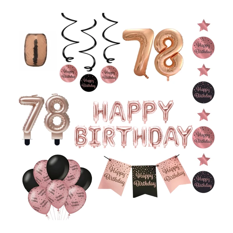 78 jaar Verjaardag Versiering Pakket Rose Gold