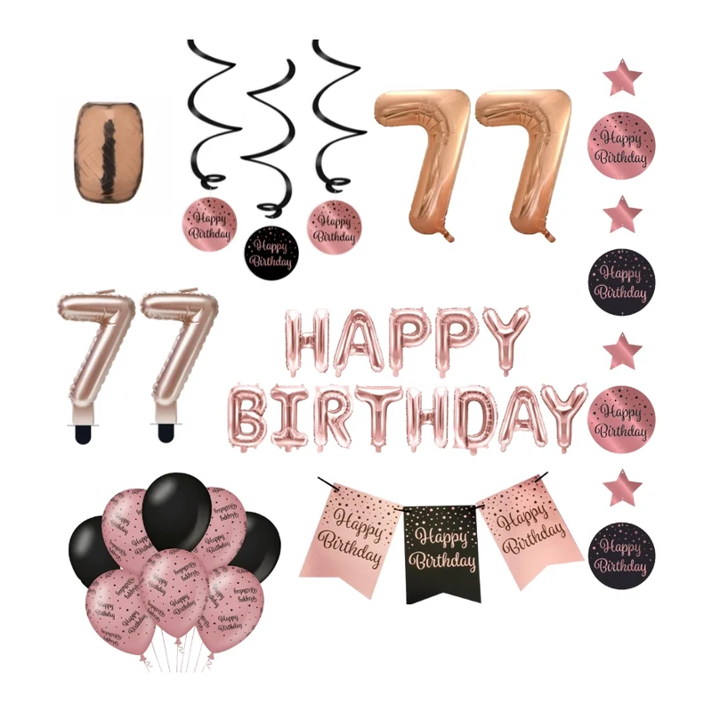 77 jaar Verjaardag Versiering Pakket Rose Gold